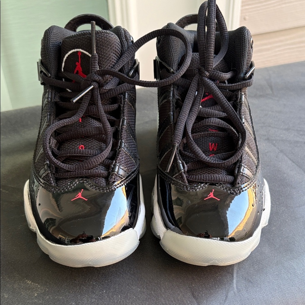 Jordan Kids Black and Red Sneakers